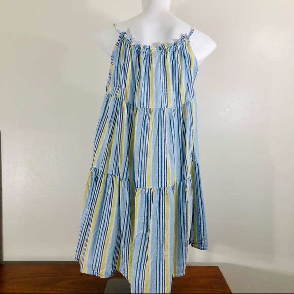 Anthropologie Striped Gauzy Tie Front Babydoll Dress Size Small - Picture 4 of 11